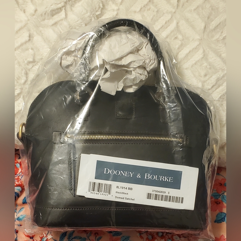 New Dooney Bourke Florentine Leather Domed Satchel Black - Picture 15 of 15